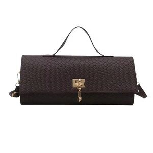 Elegant Brown Woven Leather Handbag